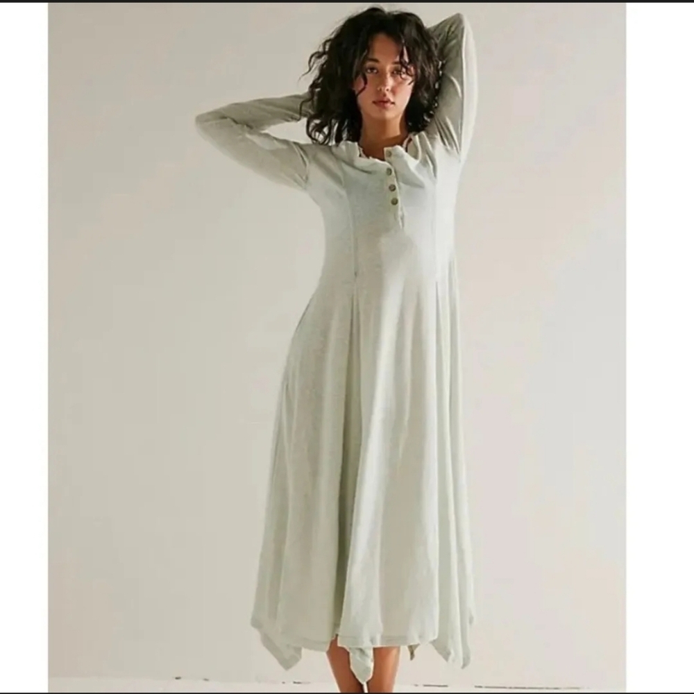 NWT Free People Morgan Henley Maxi - Stone Moss Dress Size Small